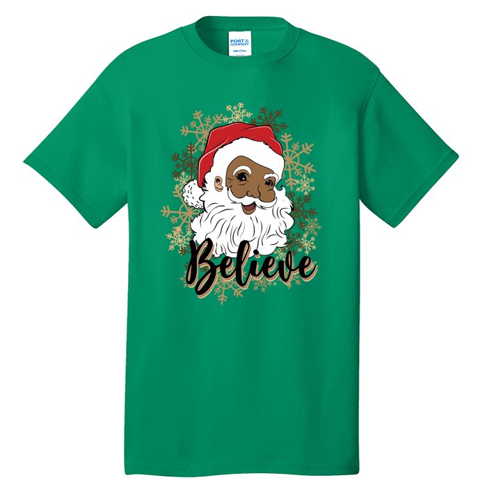 Black Believe Santa Claus Fun African American Santa Tall T-Shirt