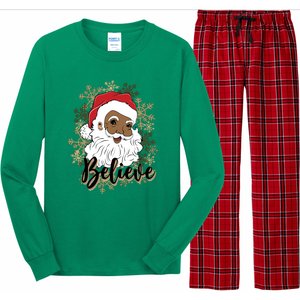 Black Believe Santa Claus Fun African American Santa Long Sleeve Pajama Set