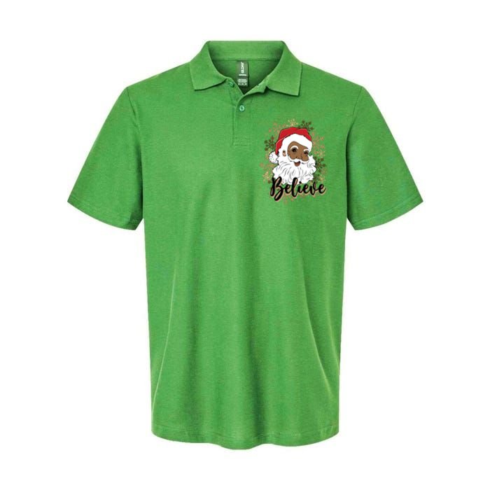 Black Believe Santa Claus Fun African American Santa Softstyle Adult Sport Polo