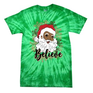 Black Believe Santa Claus Fun African American Santa Tie-Dye T-Shirt