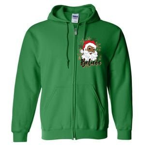 Black Believe Santa Claus Fun African American Santa Full Zip Hoodie