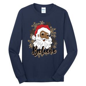 Black Believe Santa Claus Fun African American Santa Tall Long Sleeve T-Shirt