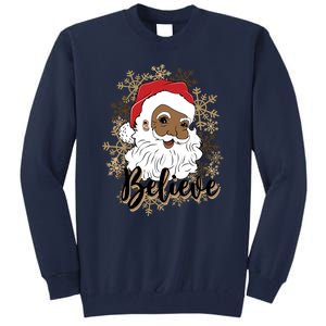 Black Believe Santa Claus Fun African American Santa Tall Sweatshirt