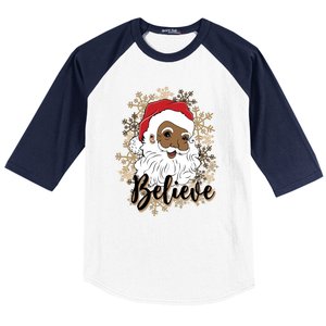 Black Believe Santa Claus Fun African American Santa Baseball Sleeve Shirt