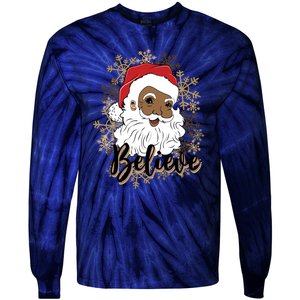 Black Believe Santa Claus Fun African American Santa Tie-Dye Long Sleeve Shirt