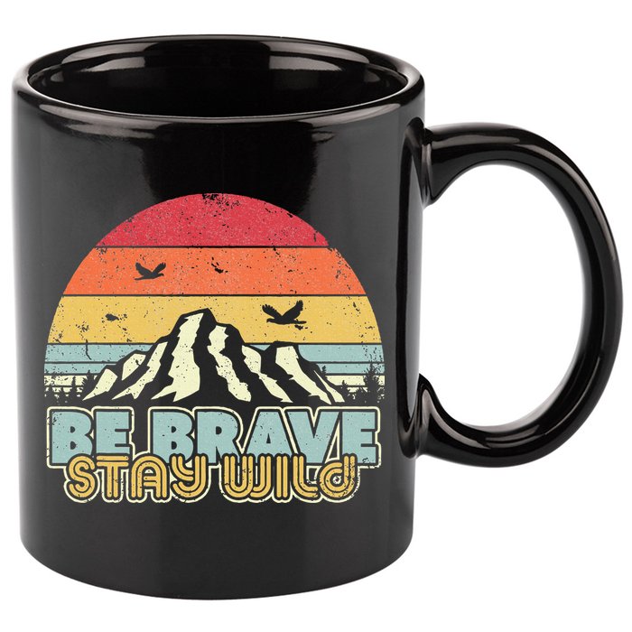 Be Brave Stay Wild Retro Style Outdoors 11oz C Handle Ceramic Mug