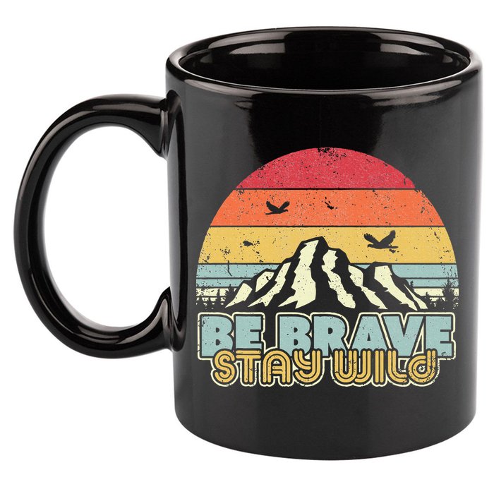 Be Brave Stay Wild Retro Style Outdoors 11oz C Handle Ceramic Mug