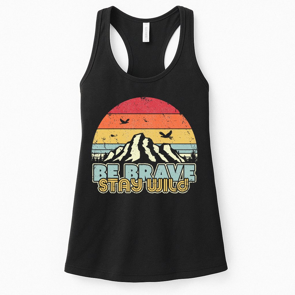 Be Brave Stay Wild Retro Style Outdoors Womens Tank Top