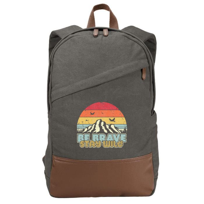 Be Brave Stay Wild Retro Style Outdoors Cotton Canvas Backpack