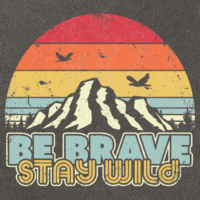 Be Brave Stay Wild Retro Style Outdoors Cotton Canvas Backpack