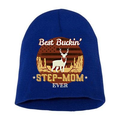 Best Buckin Stepgiftmom Ever Funny Hunting Family Gift Short Acrylic Beanie