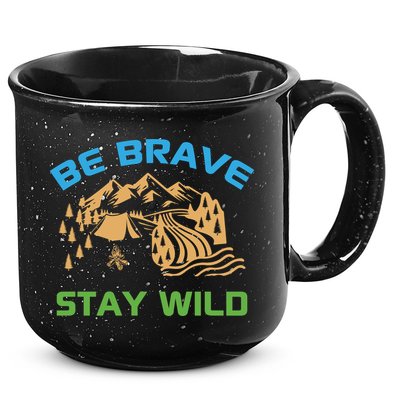 BE BRAVE STAY WILD Wilderness Nature Gift Camping 15oz Campfire Ceramic Mug