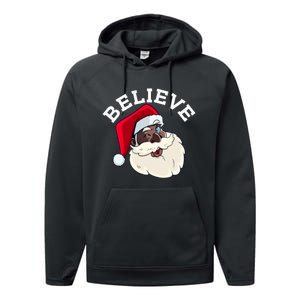 Black Believe Santa Claus Christmas African American Xmas Performance Fleece Hoodie