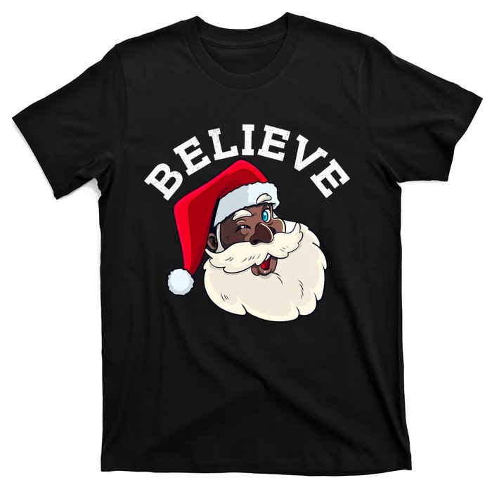 Black Believe Santa Claus Christmas African American Xmas T-Shirt