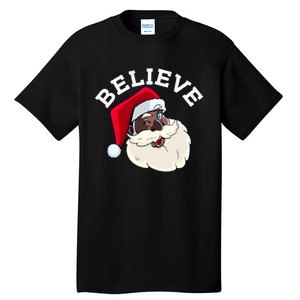 Black Believe Santa Claus Christmas African American Xmas Tall T-Shirt