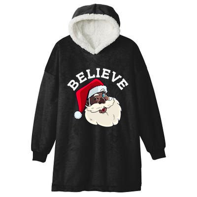 Black Believe Santa Claus Christmas African American Xmas Hooded Wearable Blanket