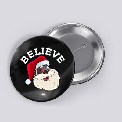 Black Believe Santa Claus Christmas African American Xmas Button