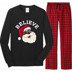 Black Believe Santa Claus Christmas African American Xmas Long Sleeve Pajama Set