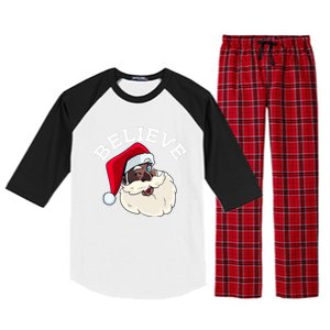 Black Believe Santa Claus Christmas African American Xmas Raglan Sleeve Pajama Set