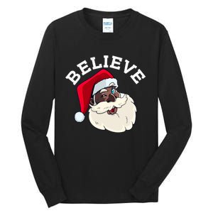 Black Believe Santa Claus Christmas African American Xmas Tall Long Sleeve T-Shirt