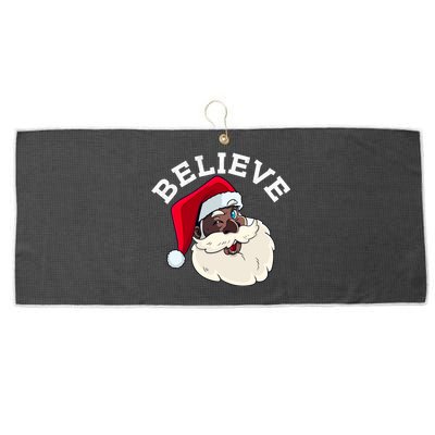 Black Believe Santa Claus Christmas African American Xmas Large Microfiber Waffle Golf Towel