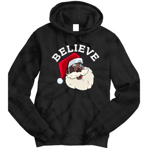 Black Believe Santa Claus Christmas African American Xmas Tie Dye Hoodie