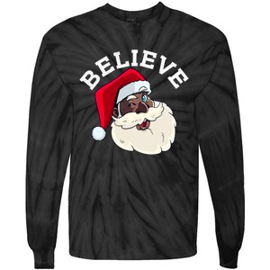 Black Believe Santa Claus Christmas African American Xmas Tie-Dye Long Sleeve Shirt