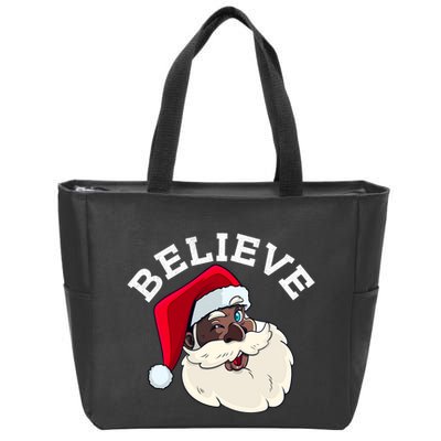 Black Believe Santa Claus Christmas African American Xmas Zip Tote Bag