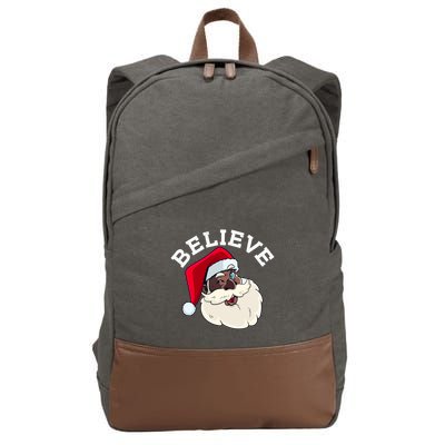 Black Believe Santa Claus Christmas African American Xmas Cotton Canvas Backpack