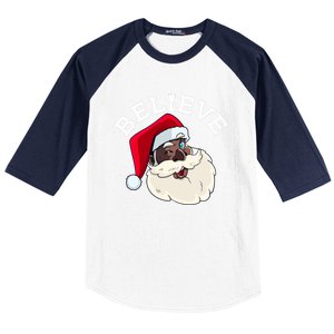 Black Believe Santa Claus Christmas African American Xmas Baseball Sleeve Shirt