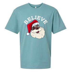 Black Believe Santa Claus Christmas African American Xmas Sueded Cloud Jersey T-Shirt