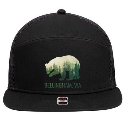 Bellingham Bear State Of Washington Pacific Nw Wildlife 7 Panel Mesh Trucker Snapback Hat