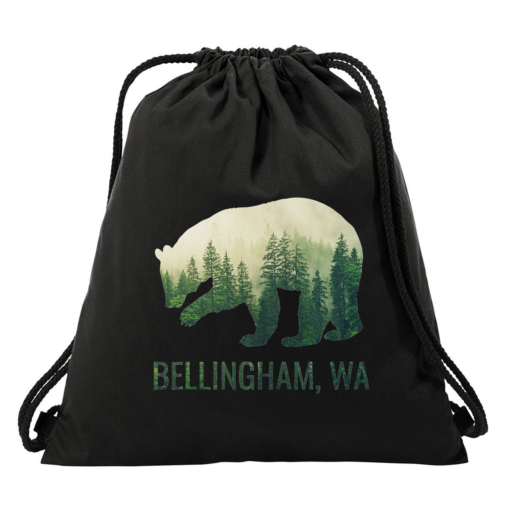Bellingham Bear State Of Washington Pacific Nw Wildlife Drawstring Bag