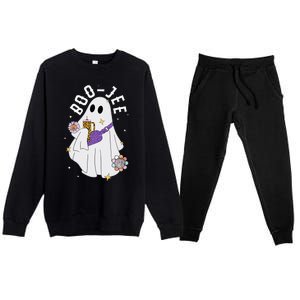 Boujee BooJee Spooky Season Cute Ghost Halloween Costume Premium Crewneck Sweatsuit Set