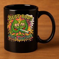 Best Buds Stick Together Marijuana Cannabis Weed Stoner 11oz C Handle Ceramic Mug