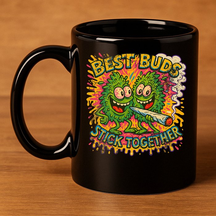 Best Buds Stick Together Marijuana Cannabis Weed Stoner 11oz C Handle Ceramic Mug
