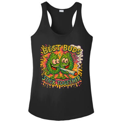 Best Buds Stick Together Marijuana Cannabis Weed Stoner Ladies PosiCharge Competitor Racerback Tank
