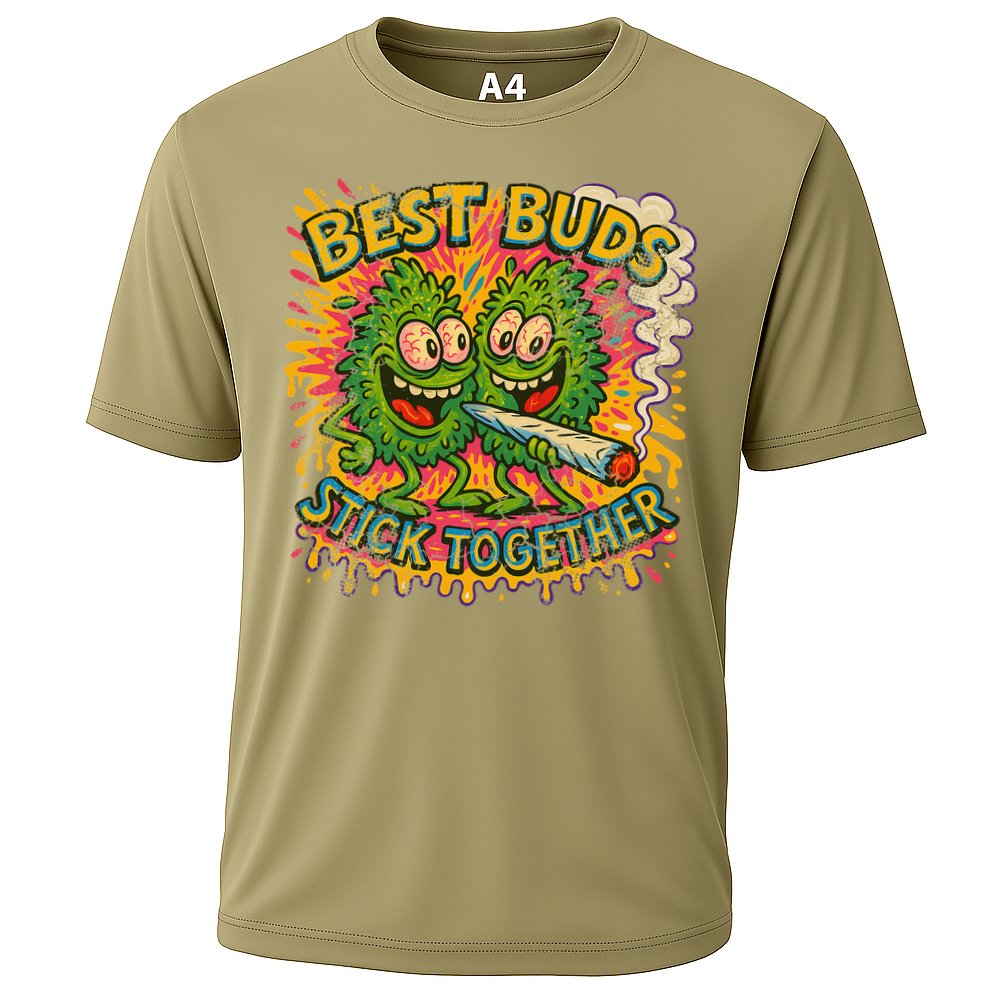Best Buds Stick Together Marijuana Cannabis Weed Stoner Cooling Performance Crew T-Shirt