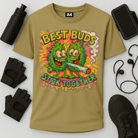 Best Buds Stick Together Marijuana Cannabis Weed Stoner Cooling Performance Crew T-Shirt