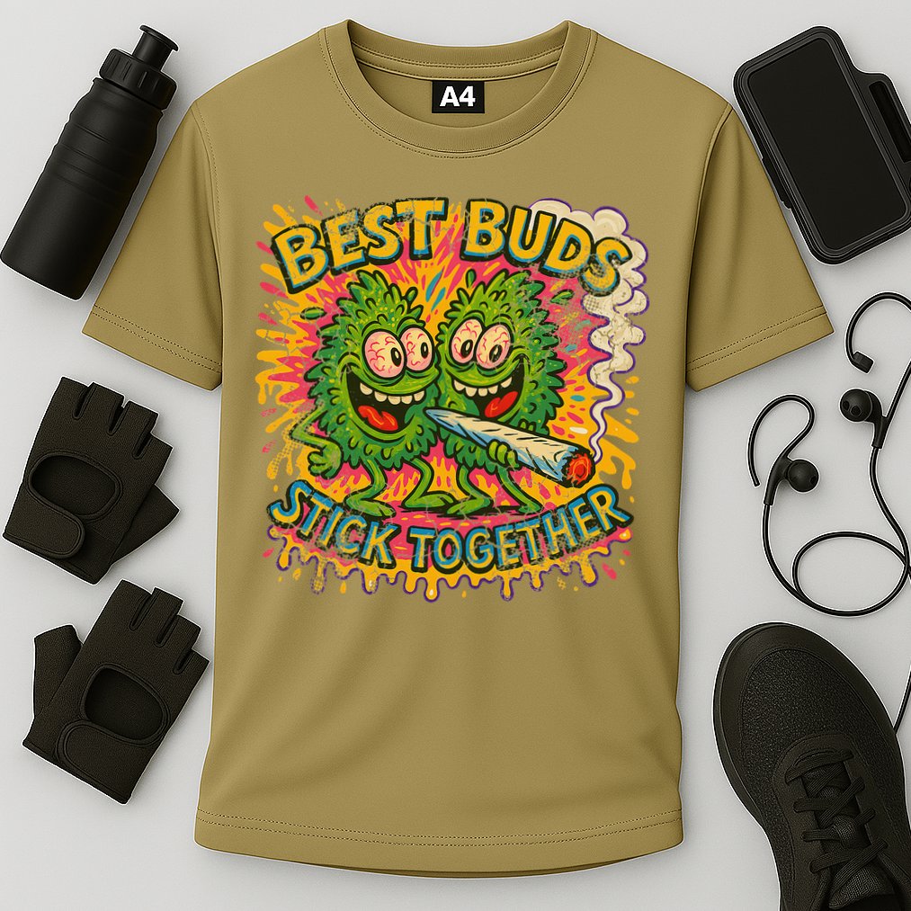 Best Buds Stick Together Marijuana Cannabis Weed Stoner Cooling Performance Crew T-Shirt