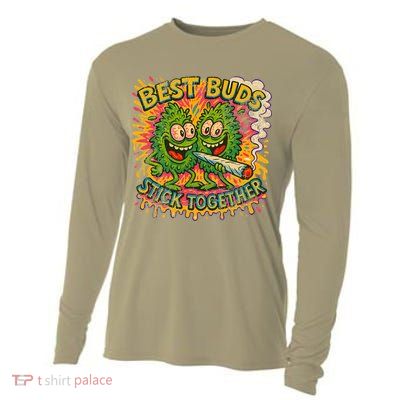 Best Buds Stick Together Marijuana Cannabis Weed Stoner Cooling Performance Long Sleeve Crew