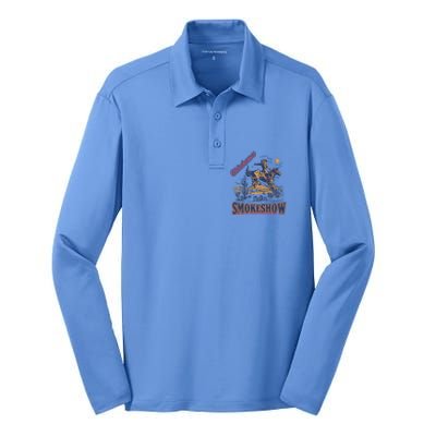 Boho Bull Skull Cow Oklahoma Smokeshow Western Country Silk Touch Performance Long Sleeve Polo