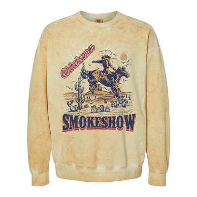 Boho Bull Skull Cow Oklahoma Smokeshow Western Country Colorblast Crewneck Sweatshirt