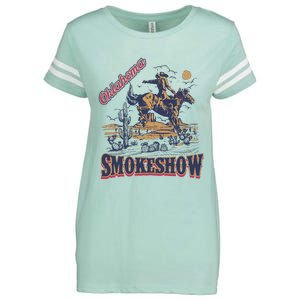 Boho Bull Skull Cow Oklahoma Smokeshow Western Country Enza Ladies Jersey Football T-Shirt