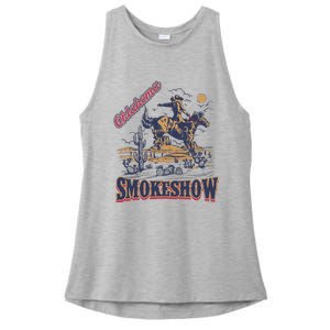 Boho Bull Skull Cow Oklahoma Smokeshow Western Country Ladies PosiCharge Tri-Blend Wicking Tank