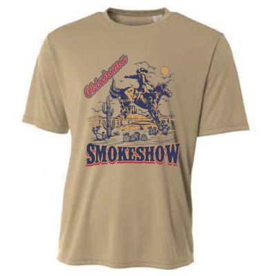 Boho Bull Skull Cow Oklahoma Smokeshow Western Country Cooling Performance Crew T-Shirt