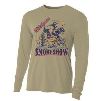 Boho Bull Skull Cow Oklahoma Smokeshow Western Country Cooling Performance Long Sleeve Crew