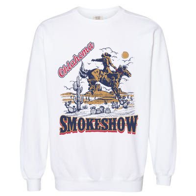 Boho Bull Skull Cow Oklahoma Smokeshow Western Country Garment-Dyed Sweatshirt