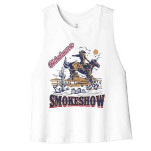 Boho Bull Skull Cow Oklahoma Smokeshow Western Country Women's Racerback Cropped Tank