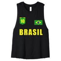 Brasil Brazil Soccer Player Jersey Flag Trikot Clothing Women's Racerback Cropped Tank